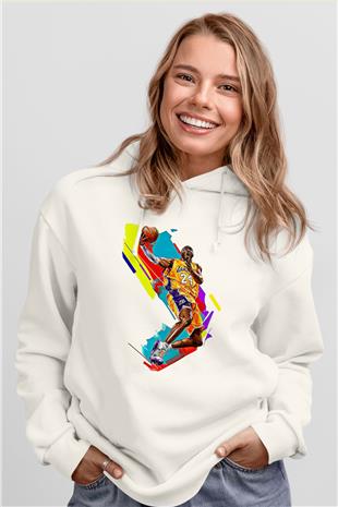 Black Mamba Baskılı Beyaz Unisex Kapüşonlu Sweatshirt