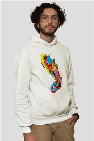 Black Mamba Baskılı Beyaz Unisex Kapüşonlu Sweatshirt
