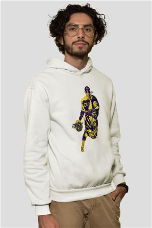 Black Mamba Baskılı Beyaz Unisex Kapüşonlu Sweatshirt
