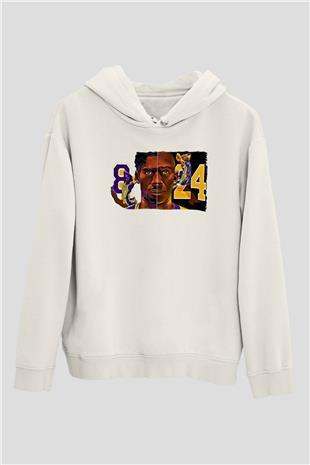 Black Mamba Baskılı Beyaz Unisex Kapüşonlu Sweatshirt