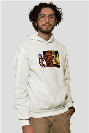 Black Mamba Baskılı Beyaz Unisex Kapüşonlu Sweatshirt