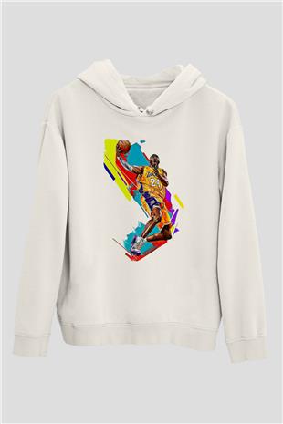 Black Mamba Baskılı Beyaz Unisex Kapüşonlu Sweatshirt