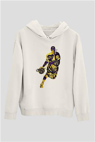 Black Mamba Baskılı Beyaz Unisex Kapüşonlu Sweatshirt