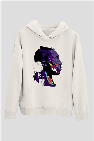 Black Mamba Baskılı Beyaz Unisex Kapüşonlu Sweatshirt