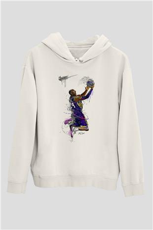 Black Mamba Baskılı Beyaz Unisex Kapüşonlu Sweatshirt