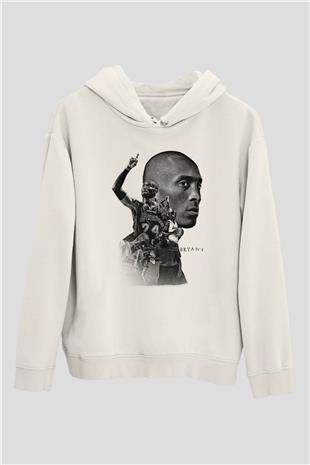 Black Mamba Baskılı Beyaz Unisex Kapüşonlu Sweatshirt