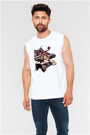 Black Mamba Baskılı Beyaz Unisex Kolsuz Tişört - Tshirt