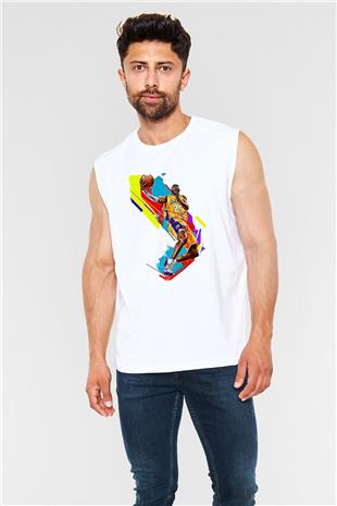 Black Mamba Baskılı Beyaz Unisex Kolsuz Tişört - Tshirt