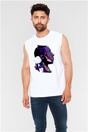 Black Mamba Baskılı Beyaz Unisex Kolsuz Tişört - Tshirt