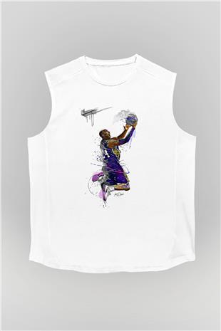 Black Mamba Baskılı Beyaz Unisex Kolsuz Tişört - Tshirt
