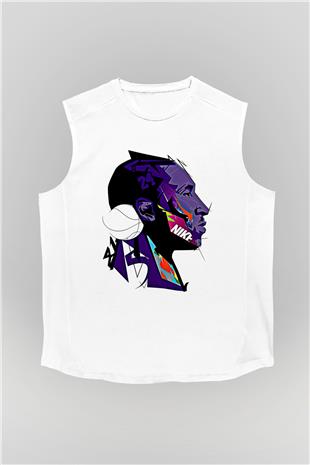 Black Mamba Baskılı Beyaz Unisex Kolsuz Tişört - Tshirt