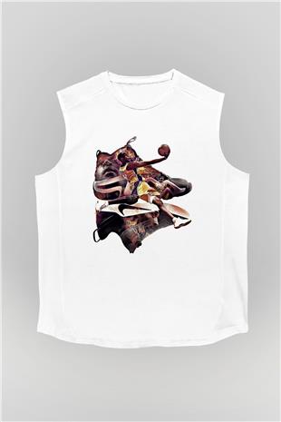 Black Mamba Baskılı Beyaz Unisex Kolsuz Tişört - Tshirt