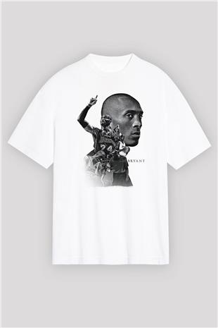 Black Mamba Baskılı Beyaz Unisex Oversize Tişört - Tshirt