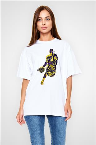 Black Mamba Baskılı Beyaz Unisex Oversize Tişört - Tshirt