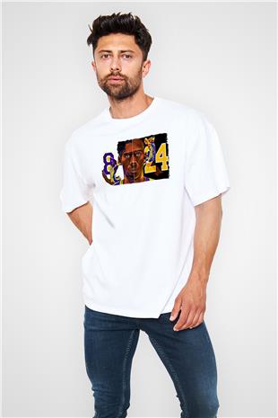 Black Mamba Baskılı Beyaz Unisex Oversize Tişört - Tshirt