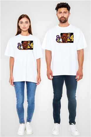 Black Mamba Baskılı Beyaz Unisex Oversize Tişört - Tshirt