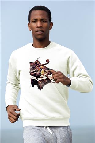 Black Mamba Baskılı Beyaz Unisex Sweatshirt