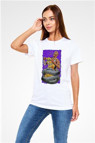 Black Mamba Baskılı Unisex Beyaz Tişört - Tshirt