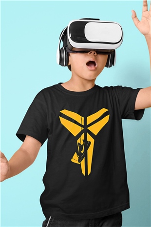 Black Mamba Baskılı Unisex Siyah Çocuk Tişört - Tshirt
