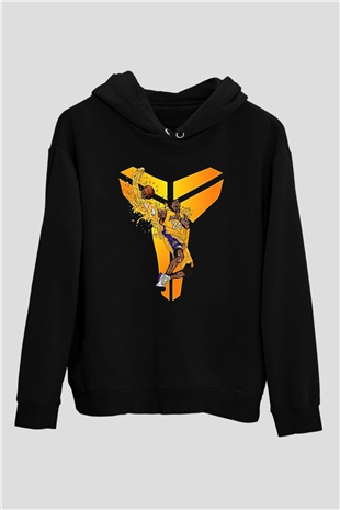 Black Mamba Baskılı Unisex Siyah Kapüşonlu Sweatshirt