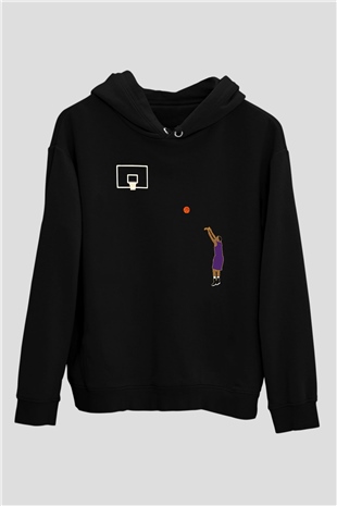 Black Mamba Baskılı Unisex Siyah Kapüşonlu Sweatshirt
