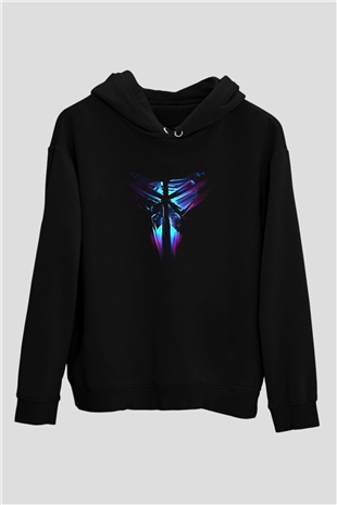 Black Mamba Baskılı Unisex Siyah Kapüşonlu Sweatshirt