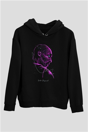 Black Mamba Baskılı Unisex Siyah Kapüşonlu Sweatshirt