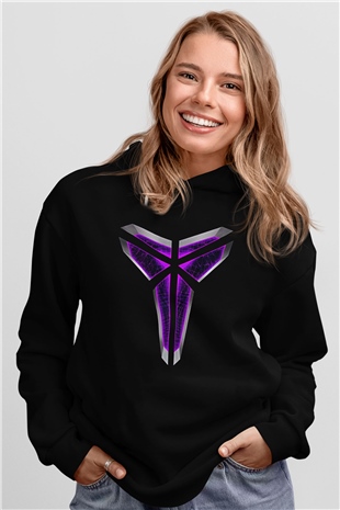 Black Mamba Baskılı Unisex Siyah Kapüşonlu Sweatshirt
