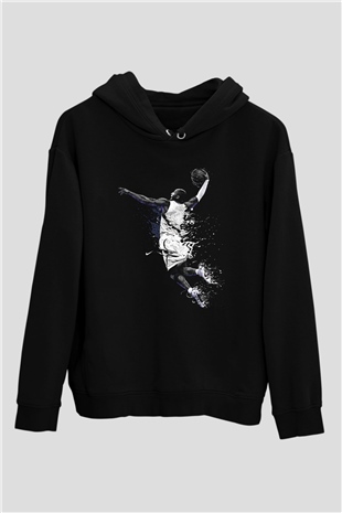 Black Mamba Baskılı Unisex Siyah Kapüşonlu Sweatshirt