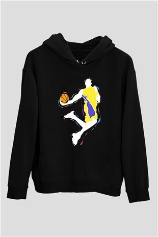 Black Mamba Baskılı Unisex Siyah Kapüşonlu Sweatshirt