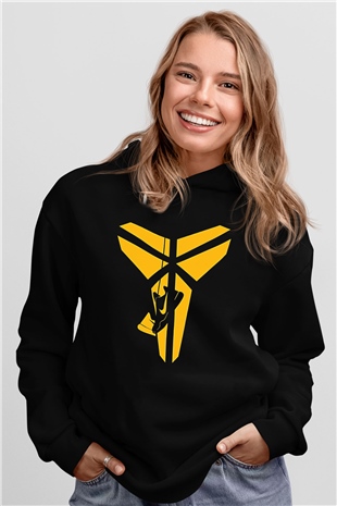 Black Mamba Baskılı Unisex Siyah Kapüşonlu Sweatshirt