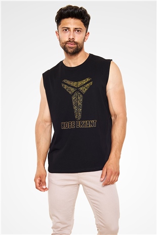 Black Mamba Baskılı Unisex Siyah Kolsuz Tişört - Tshirt