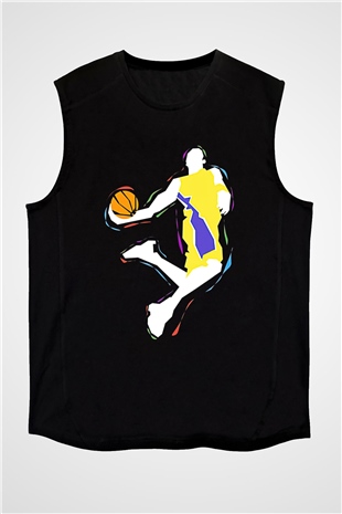 Black Mamba Baskılı Unisex Siyah Kolsuz Tişört - Tshirt
