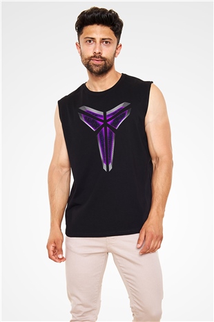Black Mamba Baskılı Unisex Siyah Kolsuz Tişört - Tshirt