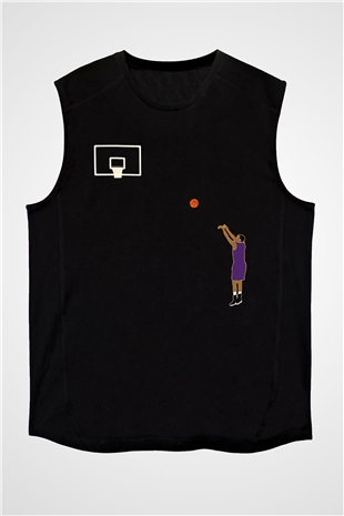 Black Mamba Baskılı Unisex Siyah Kolsuz Tişört - Tshirt