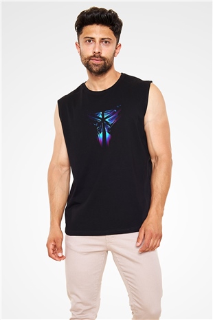 Black Mamba Baskılı Unisex Siyah Kolsuz Tişört - Tshirt