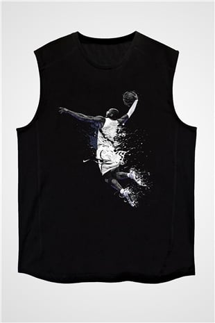 Black Mamba Baskılı Unisex Siyah Kolsuz Tişört - Tshirt