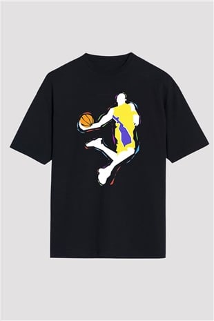 Black Mamba Baskılı Unisex Siyah Oversize Tişört - Tshirt
