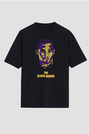 Black Mamba Baskılı Unisex Siyah Oversize Tişört - Tshirt