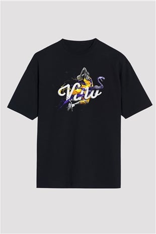 Black Mamba Baskılı Unisex Siyah Oversize Tişört - Tshirt
