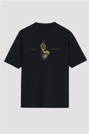 Black Mamba Baskılı Unisex Siyah Oversize Tişört - Tshirt