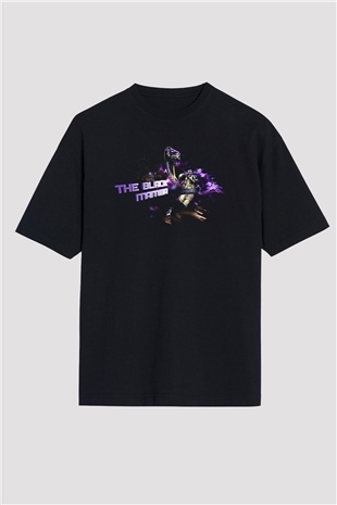 Black Mamba Baskılı Unisex Siyah Oversize Tişört - Tshirt
