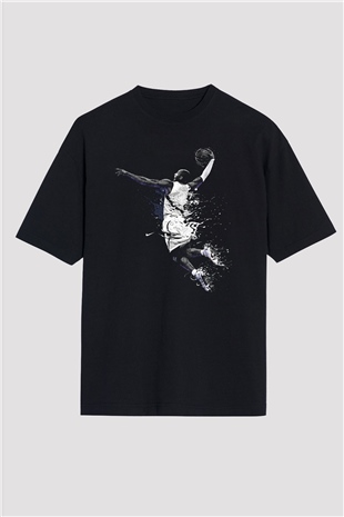 Black Mamba Baskılı Unisex Siyah Oversize Tişört - Tshirt