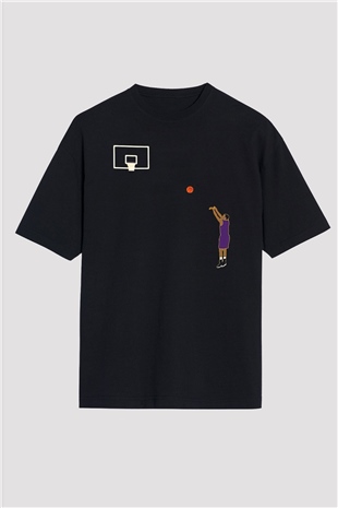 Black Mamba Baskılı Unisex Siyah Oversize Tişört - Tshirt