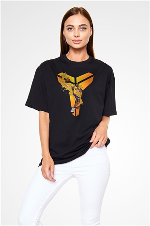 Black Mamba Baskılı Unisex Siyah Oversize Tişört - Tshirt