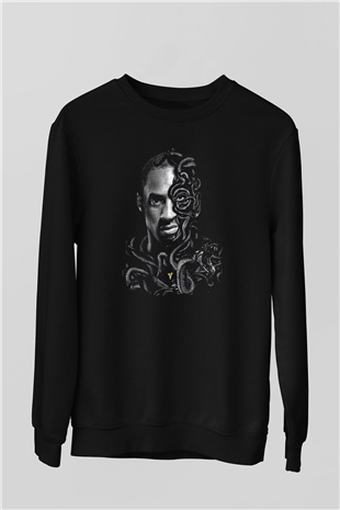 Black Mamba Baskılı Unisex Siyah Sweatshirt