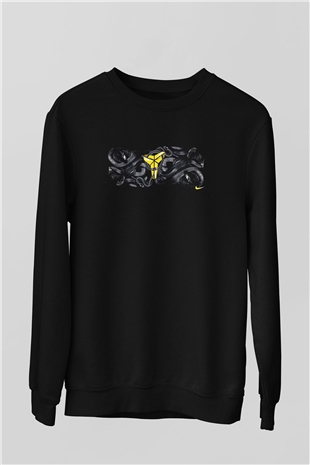 Black Mamba Baskılı Unisex Siyah Sweatshirt