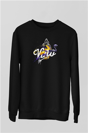 Black Mamba Baskılı Unisex Siyah Sweatshirt
