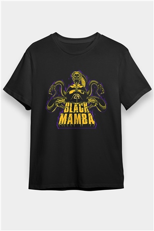 Black Mamba Baskılı Unisex Siyah Tişört - Tshirt