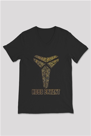 Black Mamba Baskılı Unisex Siyah V Yaka Tişört - Tshirt
